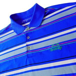 Nike Golf Dri-Fit Mens Blue Striped Short Sleeve Polo Shirt Stonebridge Large